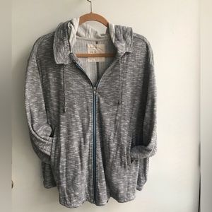Free People Zip Up Hooded Grey Heath Jacket large lightweight